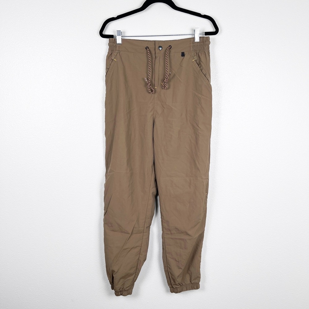 Gymshark Womens Nylon Joggers Brown Tac Tapered Activewear Pants Size M